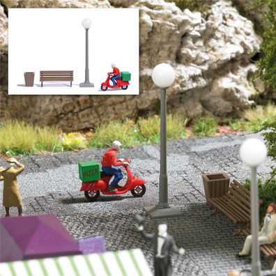 Busch H0 7983 Action Set: Rasender Pizzabote - NEU