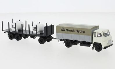 Brekina H0 1/87 85055 Scania LB 76 PP mit Rungenanhänger und Tanks 1962, Norsk Hydro,