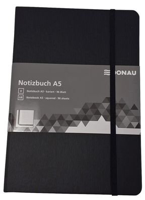 DONAU 1345200-01 Notizbuch, A5, 80g/m², 96 Blatt, Hardcover, kariert