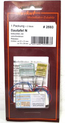 Herkat N 2593 Modellbahn-Lampe Bautafeln 2 Stück OVP (Z151-8g)