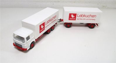 Wiking H0 1/87 471 MAN-Büssing Kofferfernlastzug Weiss Lebkuchen in OVP