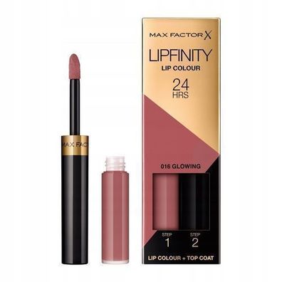 Max Factor Lipfinity Lippenfarbe 16 Glowing - Langanhaltender Zweiphasen-Lippenstift