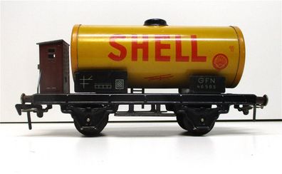 Spur 0 Fleischmann 485 Tankwagen Shell Bremserhaus gelb / rot o. OVP (4202h)