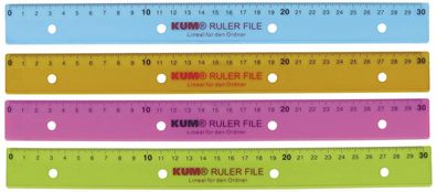 KUM 208.20.29 Lineal Kunststoff - 30 cm, 4fach-Lochung, sortiert