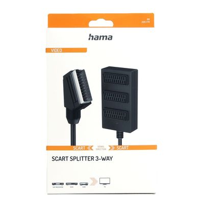 Hama Scart-Verteiler 3-Fach Umschalter Box Scart-Kabel Adapter 1>3 TV AV Stecker