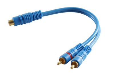 S-Impuls Cinch-Y-Adapter / 1x Kupplung auf 2x Stecker / 0,20m / 2-fach Schirm
