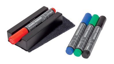 SIGEL BA151 Board-Eraser + 4 Board-Marker schwarz, rot, grün, blau