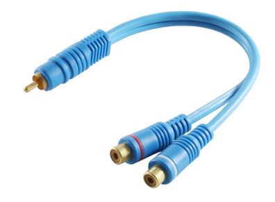 S-Impuls Cinch-Y-Adapter / 1x Stecker auf 2x Kupplung / 0,20m / 2-fach Schirm