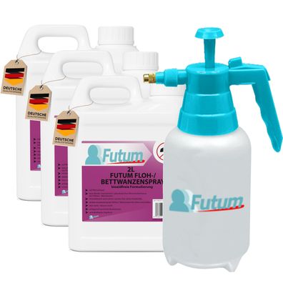 FUTUM 3x2L Bettwanzenspray / Flohspray Wanzen bekämpfen Flöhe abwehren Insektenspray