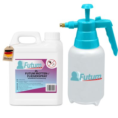 FUTUM 2L Mottenspray / Fliegenspray Motten bekämpfen Fliegen Abwehr + 2L Sprüher