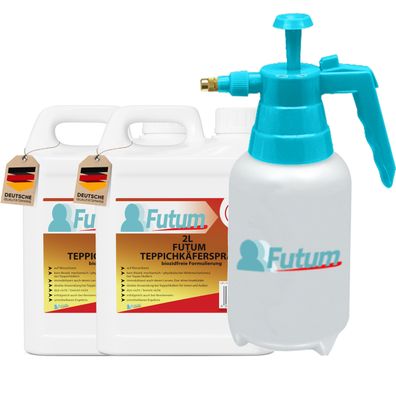 FUTUM 2x2L Teppichkäferspray Teppichkäfer gegen Käfer Abwehr + 2L Sprüher