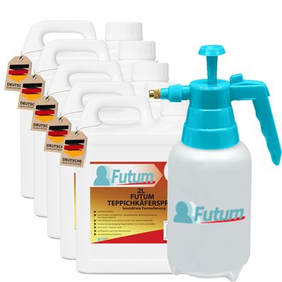 FUTUM 5x2L Teppichkäferspray Teppichkäfer gegen Käfer Abwehr + 2L Sprüher