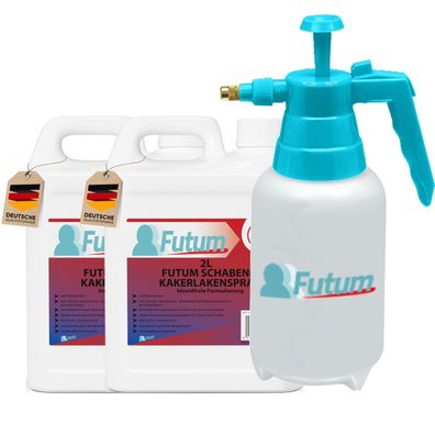 FUTUM 2x2L Schabenspray / Kakerlakenspray gegen Schaben Kakerlakenmittel Abwehr + 2L