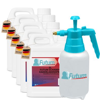 FUTUM 5x2L Schabenspray / Kakerlakenspray gegen Schaben Kakerlakenmittel Abwehr + 2L