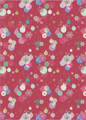 Turnowsky 01 124 Weihnachts-Geschenkpapier Christbaumkugeln, 50x70cm