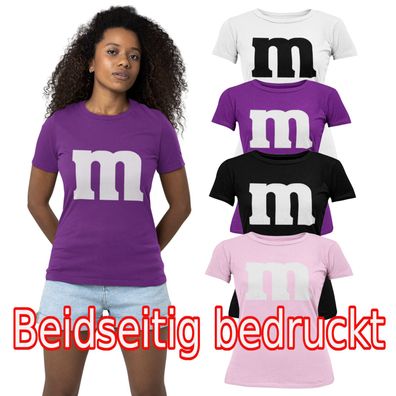 m&m Kostüm Karneval Fashing M und M Lustiges Damen Bio Baumwolle T-Shirt