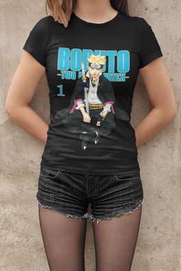 Anime Boruto Naruto Uzumaki Damen Bio Baumwolle T-Shirt (Tailliert)