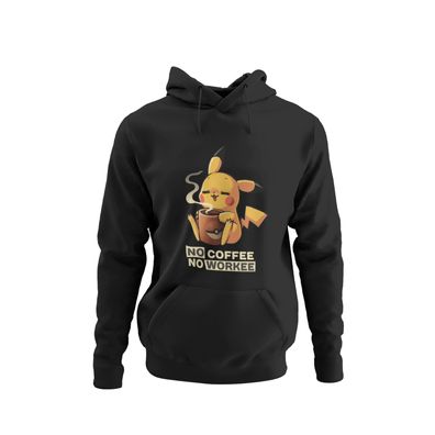 No Coffee, No Workee Kaffee spruch anime Bio Herren hoodie s-xxxl pika