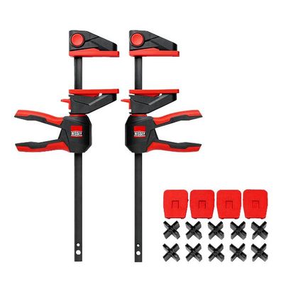 BESSEY Aktionsset 2 x Einhandzwinge mit drehbarem Griff EZ360-45 + Montageset für