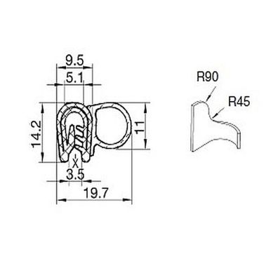 PVC Kantenschutz Dichtprofil, Türdichtung, EPDM Moosgummi