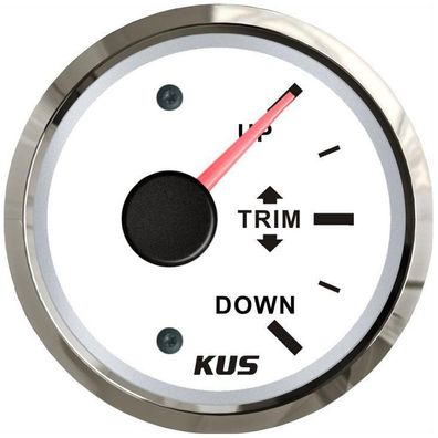 KUS Trimmanzeige Trimmarmatur 12/24Volt 160-10Ohm Edelstahl weiß