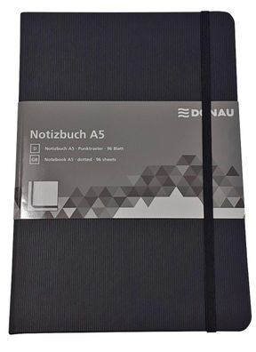 DONAU 1345201-01 Notizbuch, A5, 80g/m², 96 Blatt, Hardcover, dotted