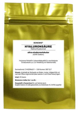 Hyaluron (Anti-Aging-Creme selber machen), Rohstoff für Naturkosmetik, 25 Gramm