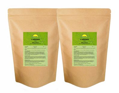 L-Arginin (Aminosäure), veganes Pulver, 1 kg (2 Beutel à 500 g), Bonemis®