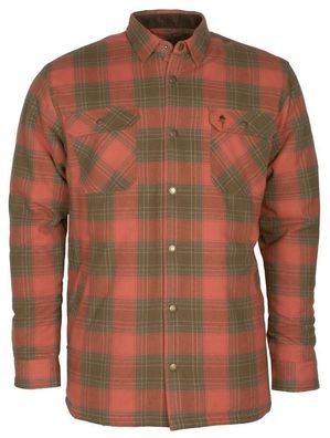 Pinewood 5008 Finnveden Checked Padded Overshirt Terracotta/ Oliv (529)