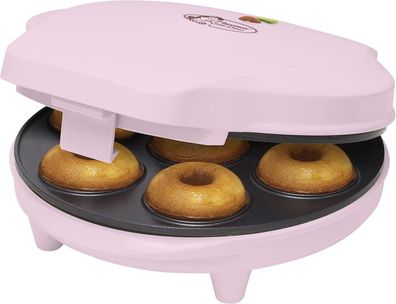 Bestron Donut Maker Retro Design - 700W, Mini-Donuts, Antihaftbeschichtung, Rosa