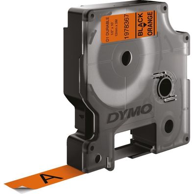 DYMO Schriftbandkassette, orange, Druck schwarz, Vinyl, selbstkl