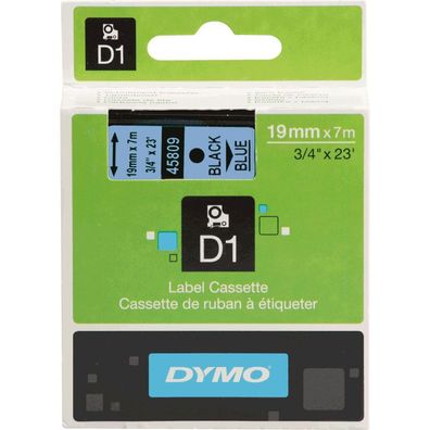 DYMO-Schriftbandkassette, Schrift: schw, Grund: blau, Breite 19mm, 7m