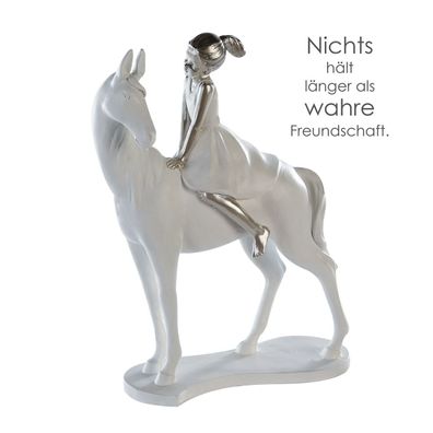 Casablanca Skulptur, "Girl on Horse", Kunstharz, weiß, , L. 8 cm, B. 20 cm, H. 25