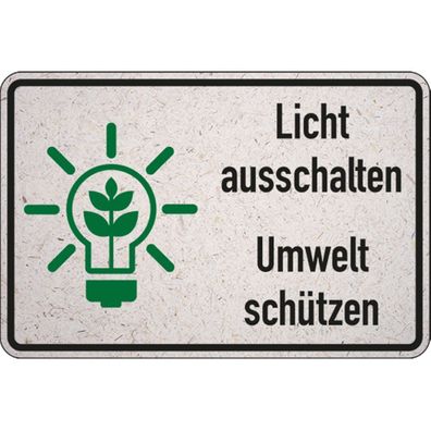 Licht ausschalten, Umwelt schétzen - 300x200 mm Graspapier