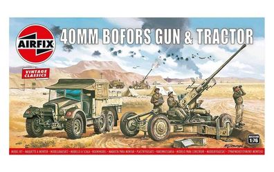 Airfix 1:76 A02314V Bofors 40mm Gun & Tractor, intage Classi