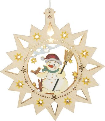 Fensterbild Schneemann, farbig Ø 32cm NEU Fensterdeko Weihnachtsdeko Beleuchtet