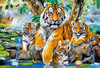 Castorland C-104413-2 Tigers by the Stream, Puzzle 1000 Teile