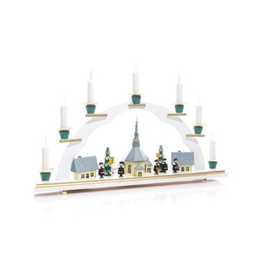 Lichterbogen Schwibbogen mit Seiffener Kirche bunt elektrisch HxB 19,5x42cm NEU