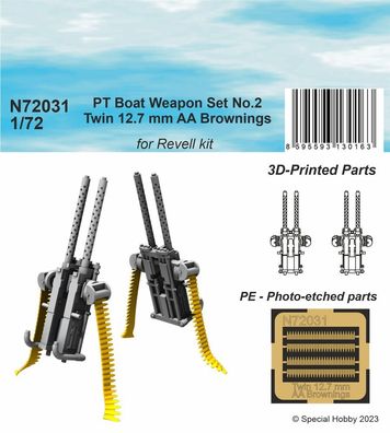 CMK 1:72 PT Boat Weapon Set No.2 - Twin 12.7 mm AA Brownings (2 printed pcs) 1/72