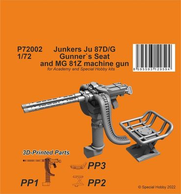 CMK 1:72 Ju 87D/G Gunner`s Seat and MG 81Z machine gun / for Academy/SH