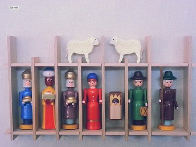 Weihnachtsfiguren Krippefiguren im Schaukasten bunt Höhe 6cm NEU Krippefiguren