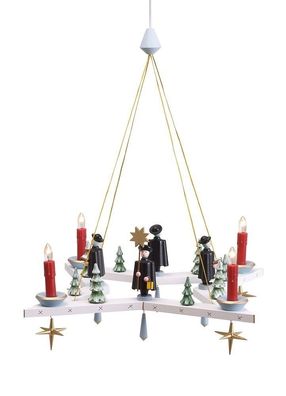 Lichterkranz Adventskranz Stern elektrisch mit Kurrende BxT = 38x38cm NEU Holz