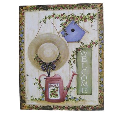 Blechschild, Reklameschild, Welcome, Garten Wandschild 25x20 cm