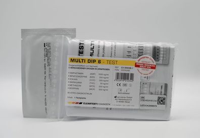 Cleartest Multi Dip Drogen Urintest, Nachweis von 5 Drogen in Urinproben, 1 Test