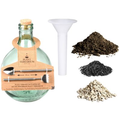 DIY Pflanzen Terrarium Starter Set Glas Flasche Blumen 5Liter mit viel Zubehör