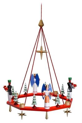 Lichterkranz Adventskranz rot mit Engel und Bergmann BxT = 38x38cm NEU Leuchter