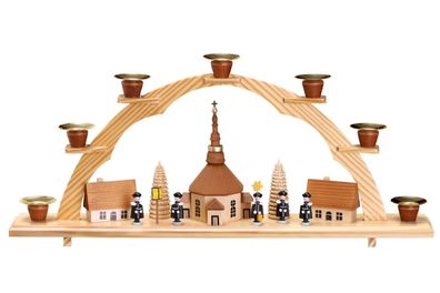 Lichterbogen Schwibbogen + Seiffener Kirche natur HxB 19,5x42cm NEU Fensterdeko