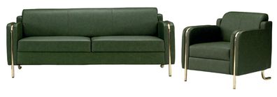Sofa Set Wohnzimmer Luxus Leder Sofas 3 Sitzer Sessel Garnitur Design Modern Neu