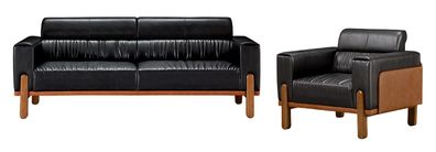 Sofa Wohnzimmer Set Design Sessel Polster Leder Relax 2Tlg Sofagarnitur