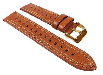 Uhrenarmband Kalbsleder Braun mit Doppelnaht 23400G